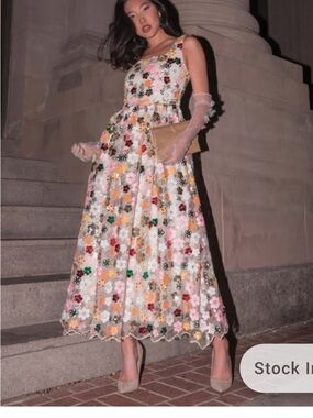 JessaKae Tinsel Floral Embroidered Glitter Dress